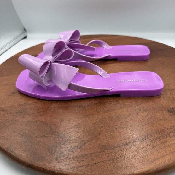 JEFFREY CAMPBELL Sugary Flip Flop Lilac Shiny Jelly Bow Thong Sandal Women's 10 - Picture 3 of 11